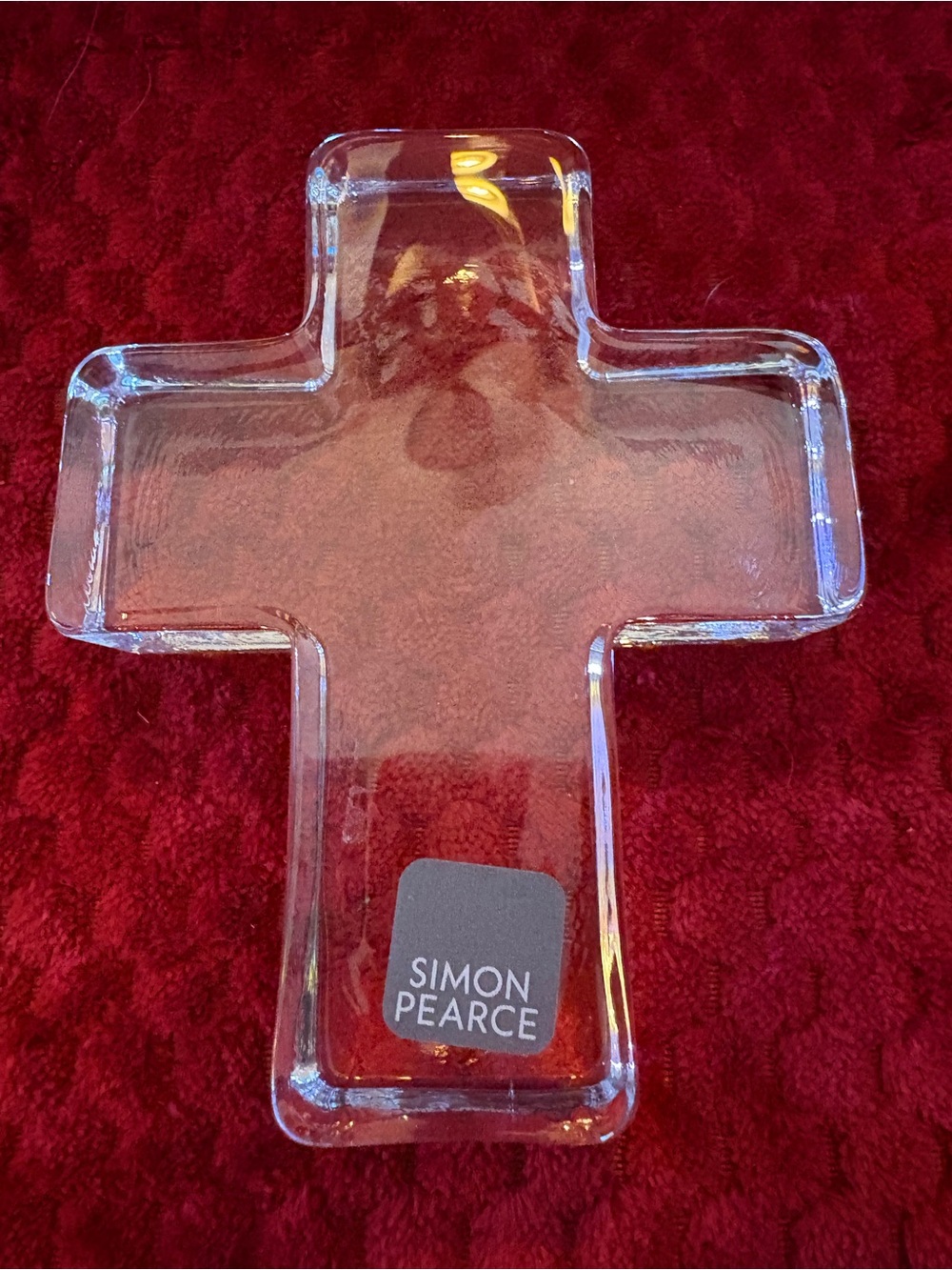 Simon Pearce Hand Blown Glass Cross Paperweight 5” w/ Box & Card Signed Sticker - Picture 8 of 15